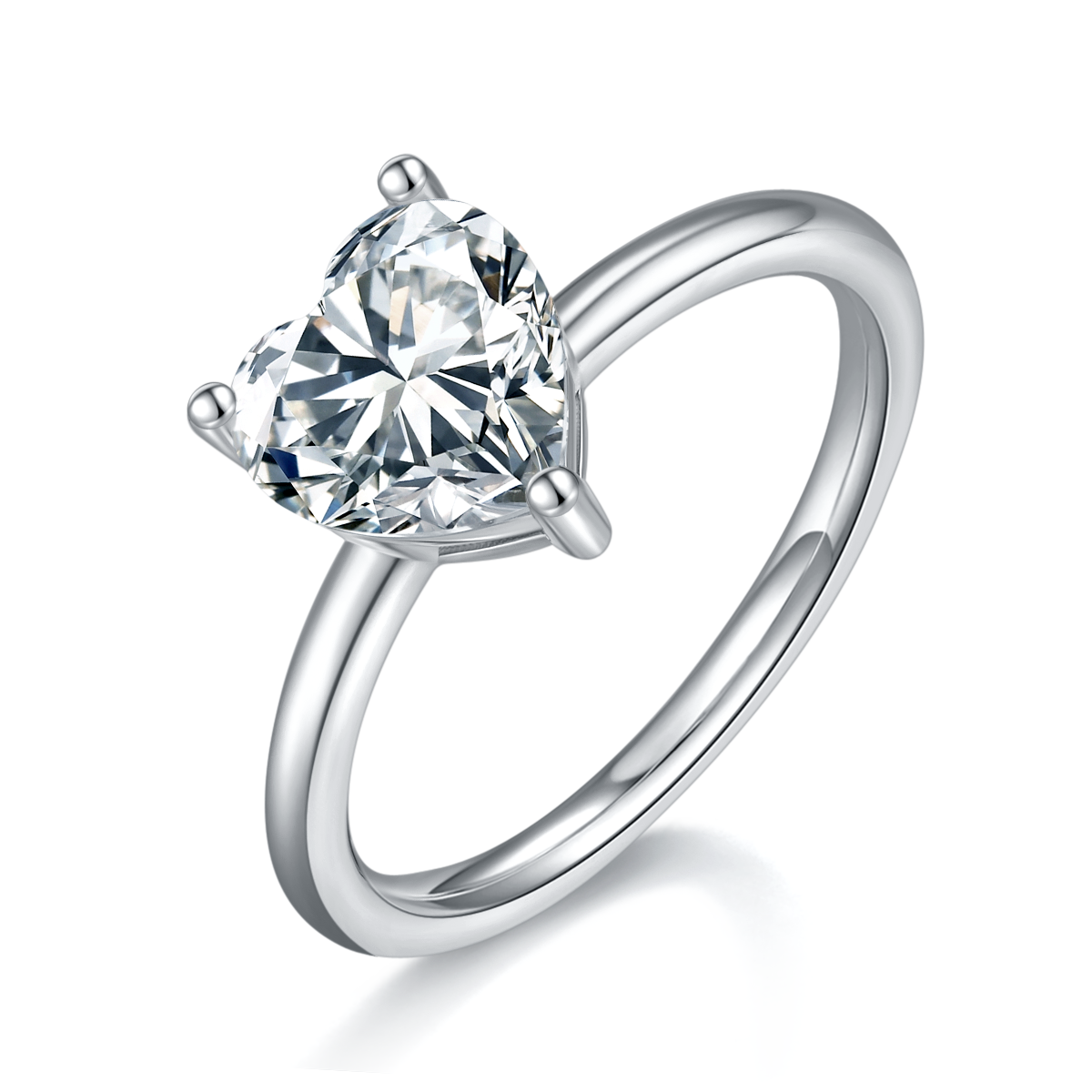 Classic heart-shaped S925 silver plated white gold moissanite diamond women's ring 2.0 carats D-class